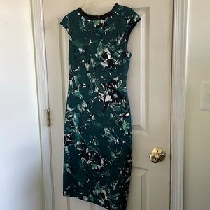 MAGGY LONDON Midi Green Print Dress